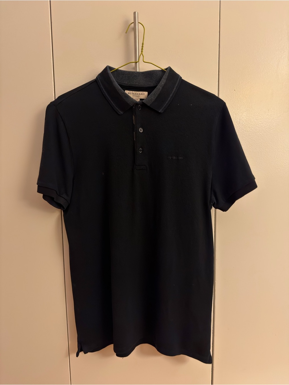 Burberry Men's Black Polo with Contrast Collar